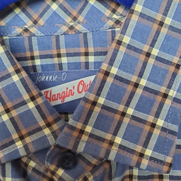 $138 Johnny-O Ajax Hangin Out Button Down Shirt Blue Plaid Men's Size Medium - Picture 7 of 8